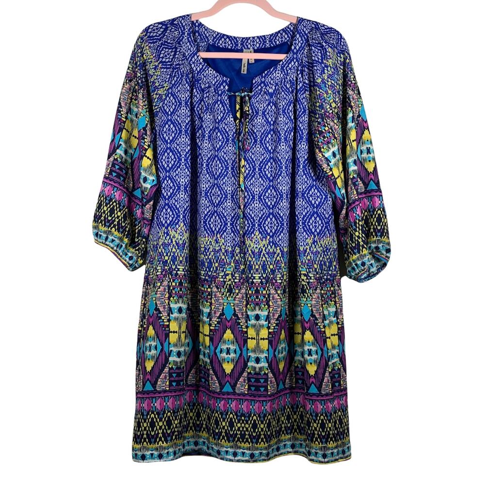 HELLO MISS Blue Bohemian Mini Dress Large